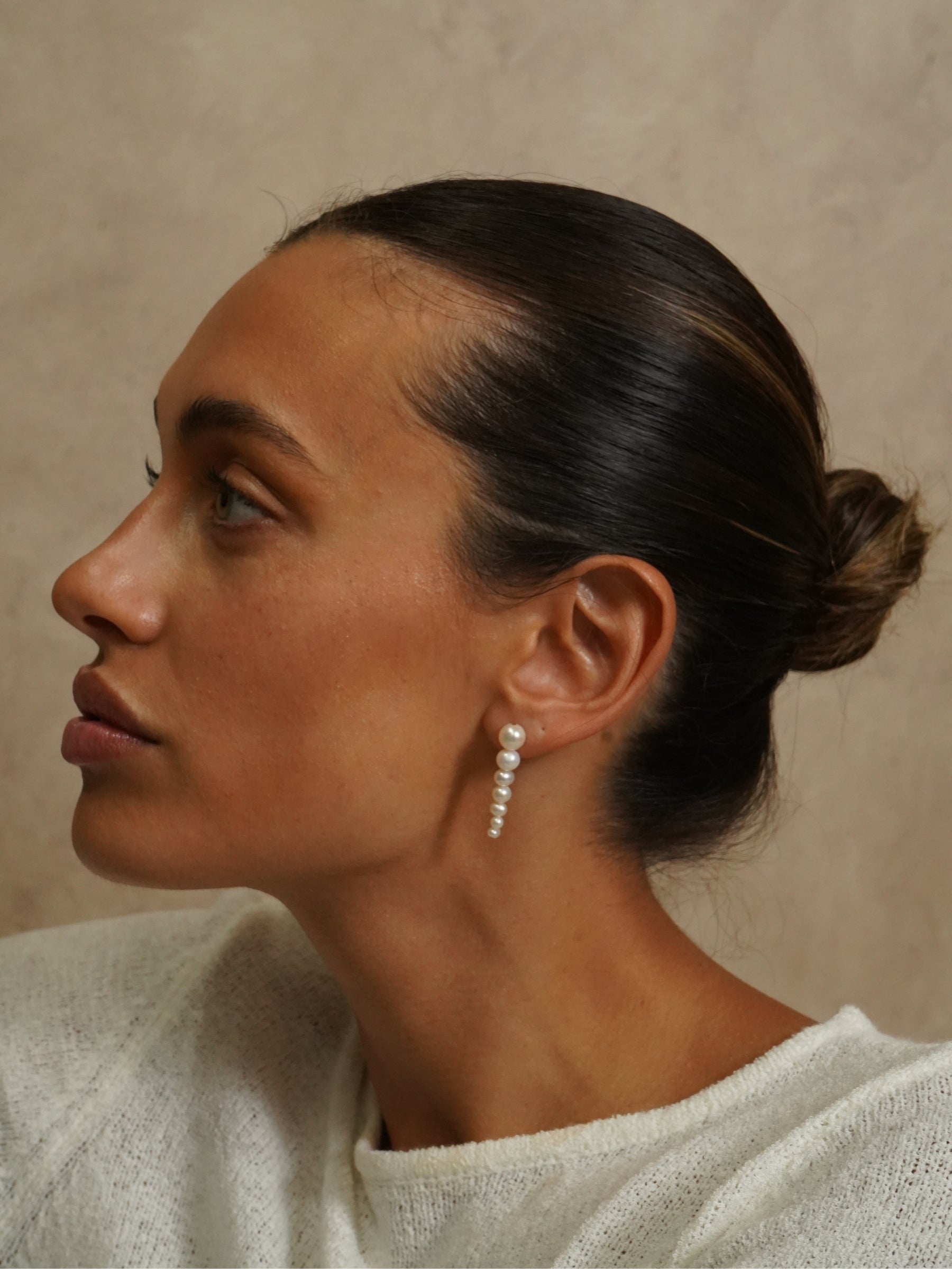 Seven White Pearl Drop Earrings
