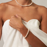 White Pearl Strand Bracelet Gold