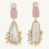 Pink Glass Large Pearl Drop earrings
