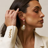 Pink Glass Large Pearl Drop earrings