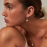 Small Pearl Hoop Earrings Silver