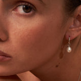 Small Pearl Hoop Earrings Silver