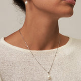 Small Pearl Hoop Earrings Silver