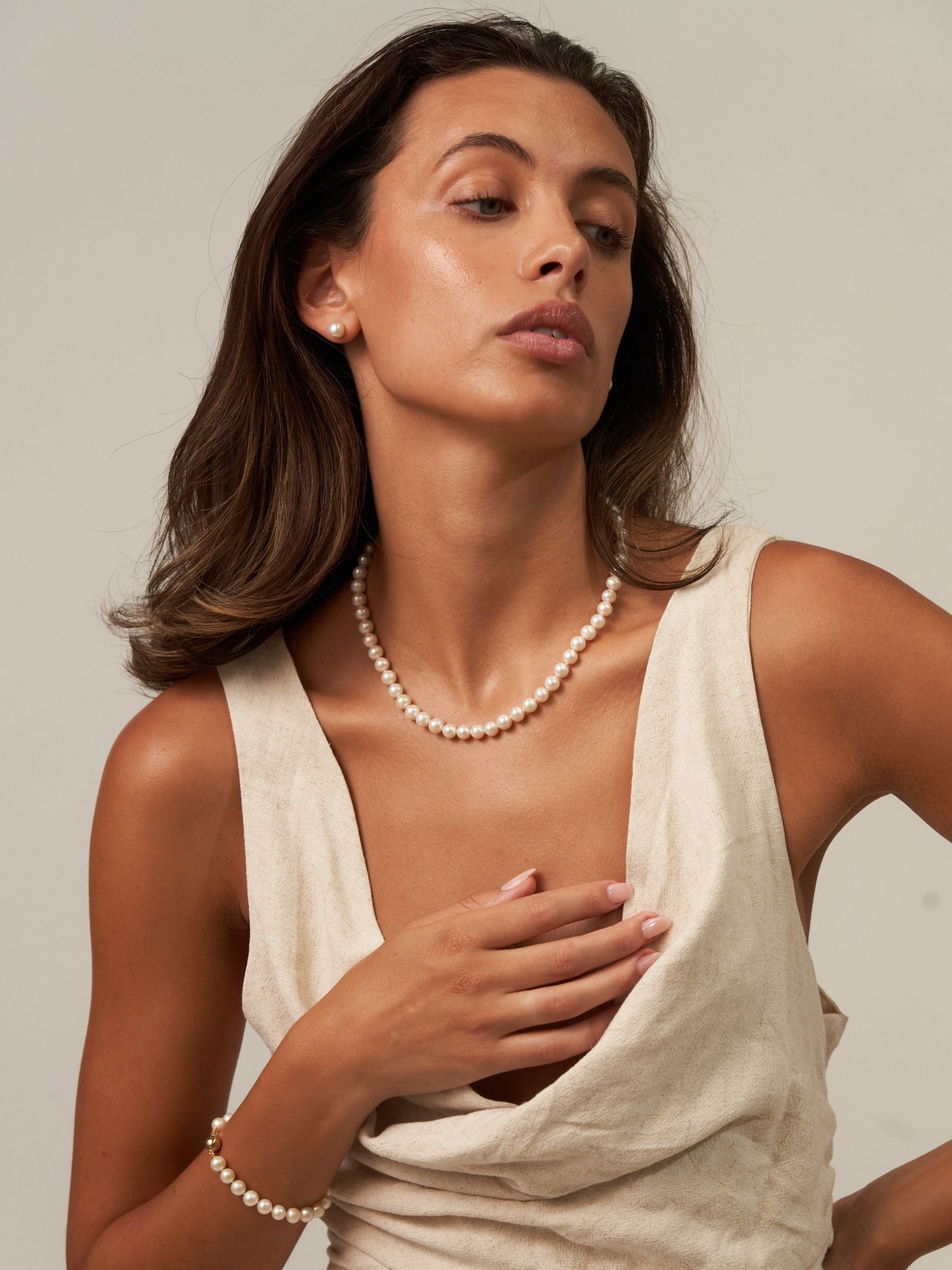 White Akoya Pearl Stud Earrings