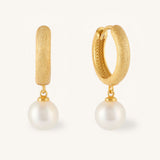 Round Pearl Hoop Earrings