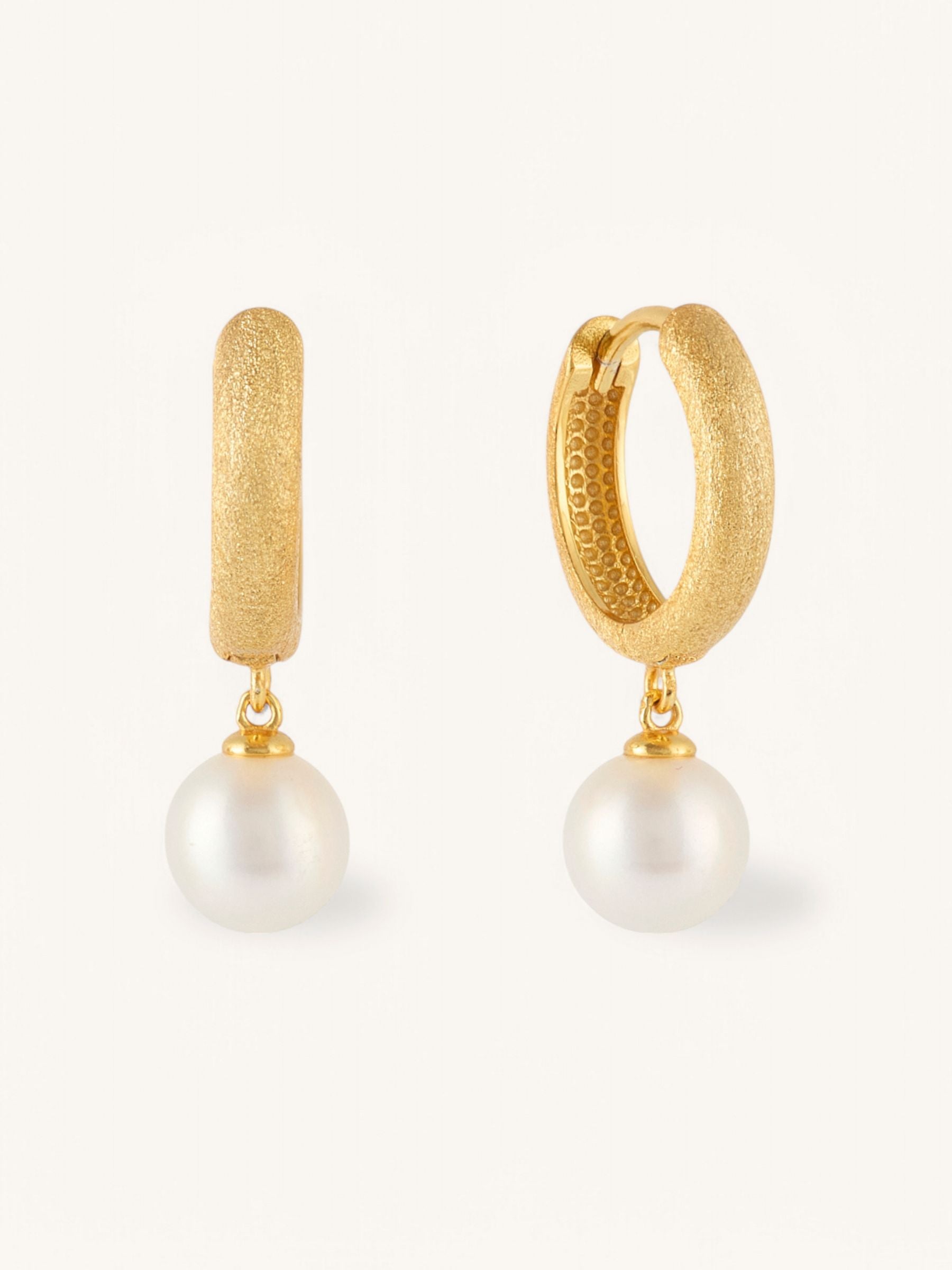 Round Pearl Hoop Earrings