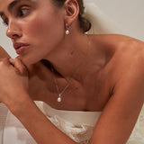 Small Pearl Hoop Earrings Silver