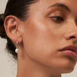 Small Pearl Hoop Earrings Silver