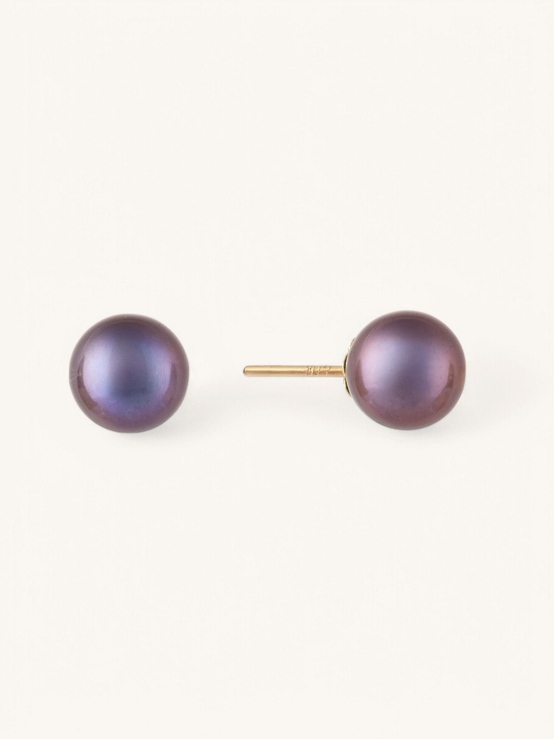 Black Pearl Akoya Studs with gold backs