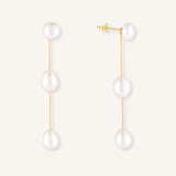 Three Pearl Drop Earrings