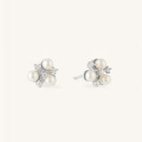 Three Pearl Stud Earrings