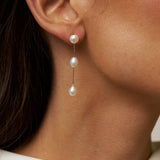 Three Pearl Drop Earrings