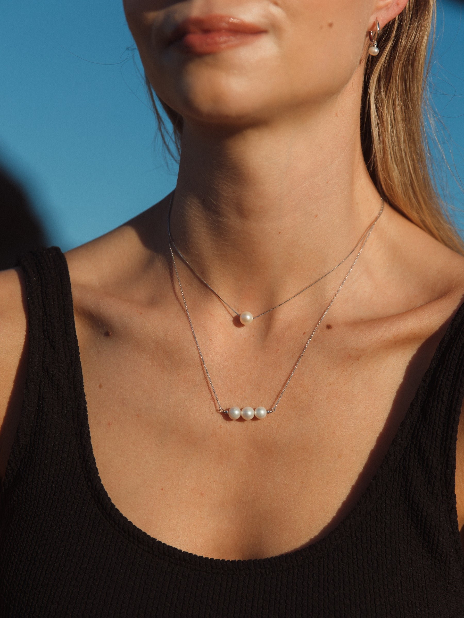 Three Pearl Pendant Necklace