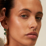 Green glass large pearl drop earrings