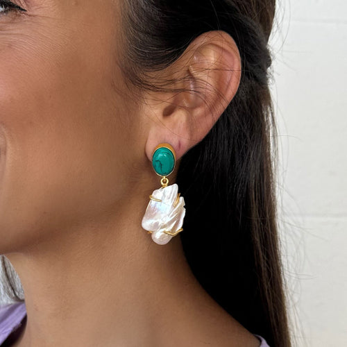 Jadie Large Pearl Jade dangle earrings