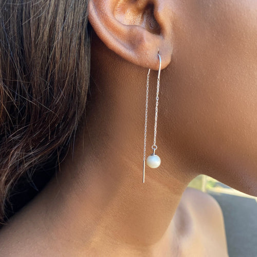 Drop Dangle Pearl earrings in silver
