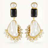 Amaris | Black Glass Baroque Pearl Drop Earrings