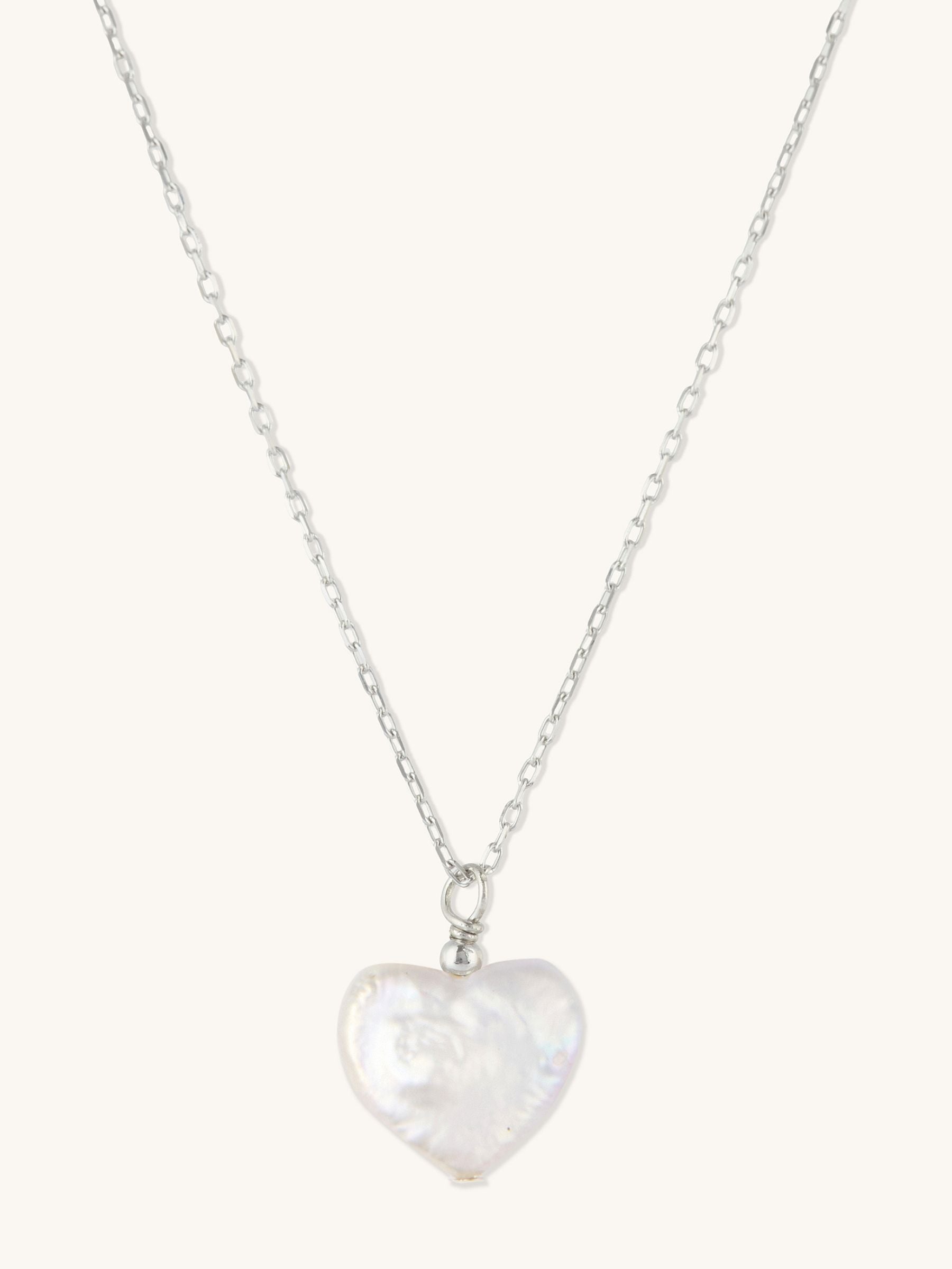 Pearl Heart Shape Silver Necklace Pendant