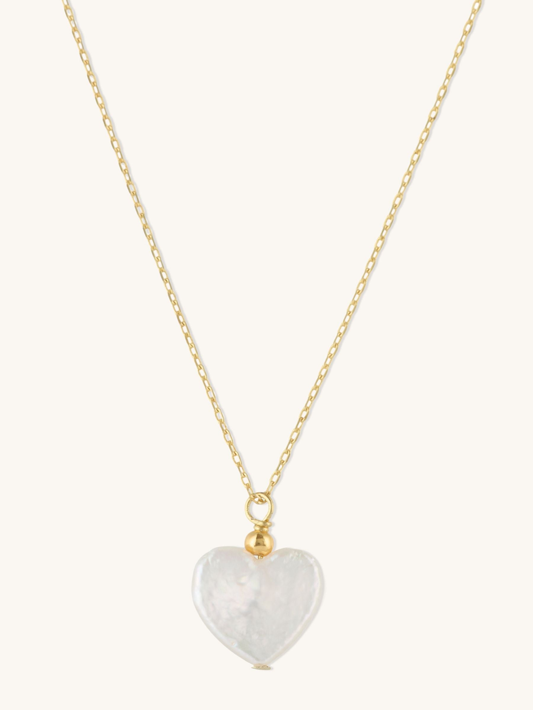 Pearl Heart Shape Silver Necklace Pendant