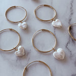 Heart Shaped Pearls on large gold hoops