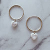 Heart Shaped Pearls on large gold hoops