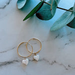 Heart Shaped Pearls on large gold hoops