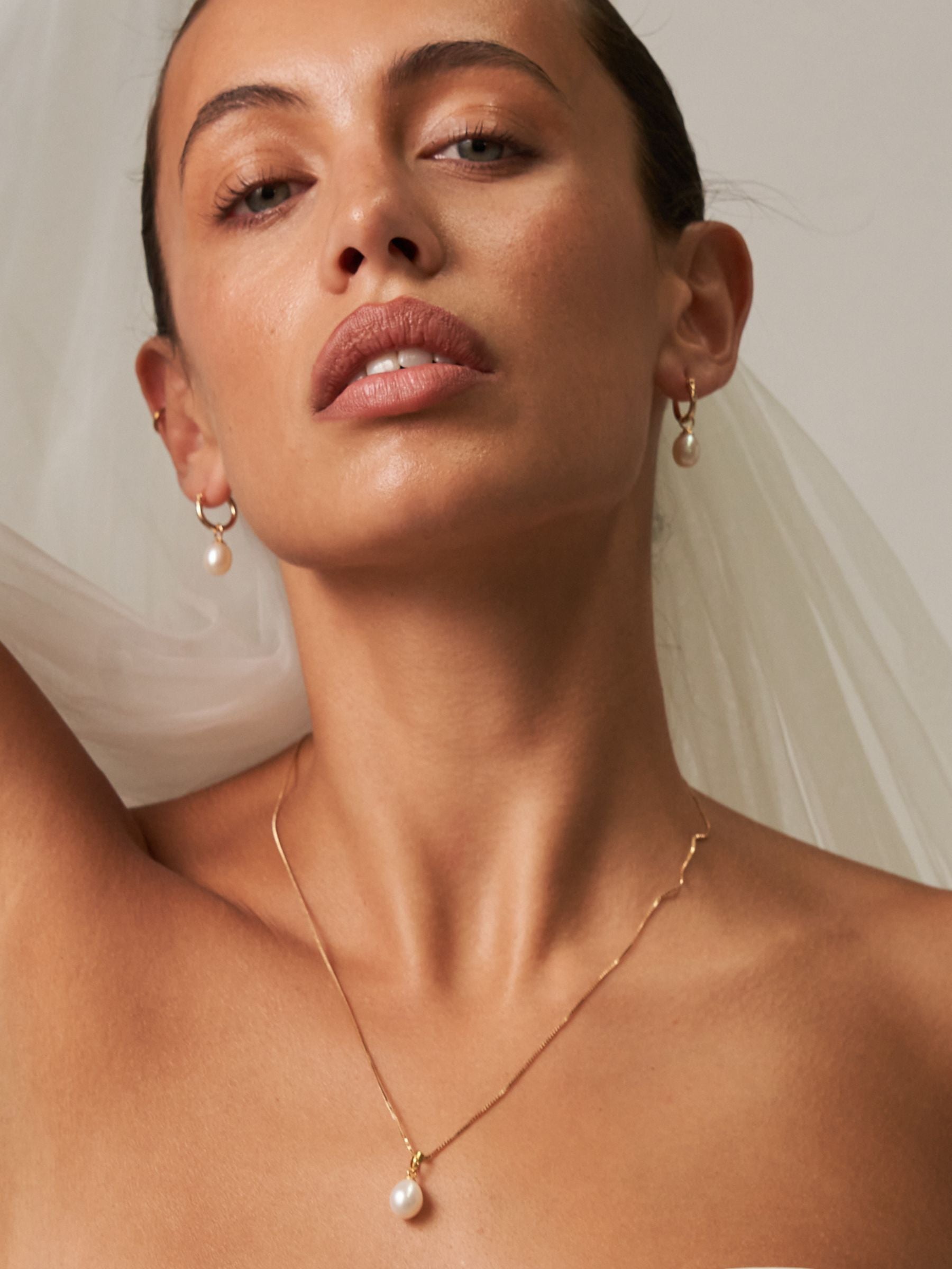 Small Pearl Hoop Earrings