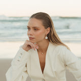 Baroque Pearl Drop Hoop Earrings