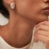 Large White Baroque Pearl Stud Earrings
