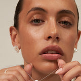 Large White Baroque Pearl Stud Earrings