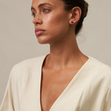 Black Pearl Akoya Studs with gold backs 