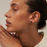 Black Pearl Akoya Studs with gold backs 