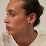 Black Pearl Akoya Studs with gold backs 