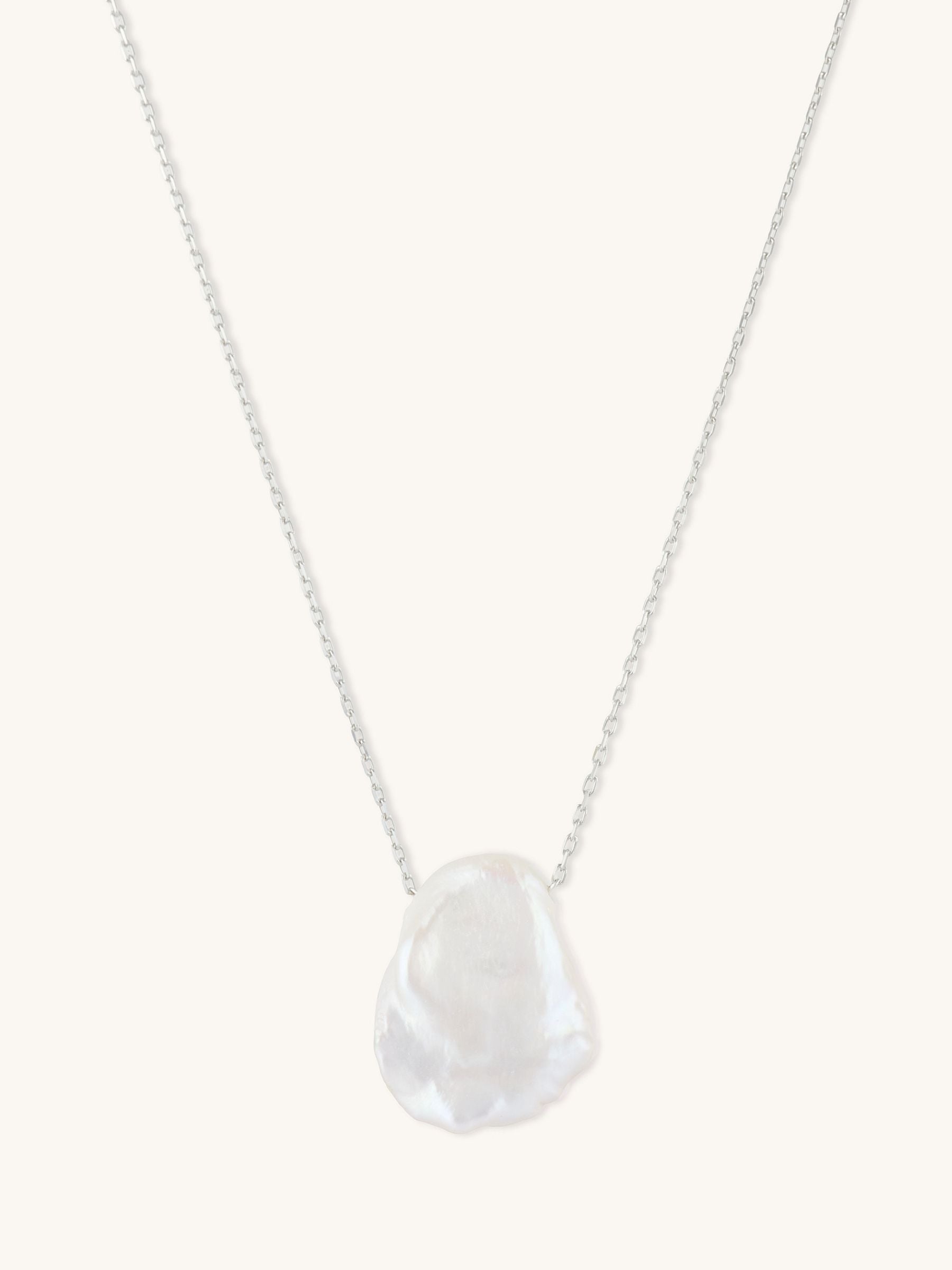 Keshi Pearl Pendant Necklace in Sterling Silver