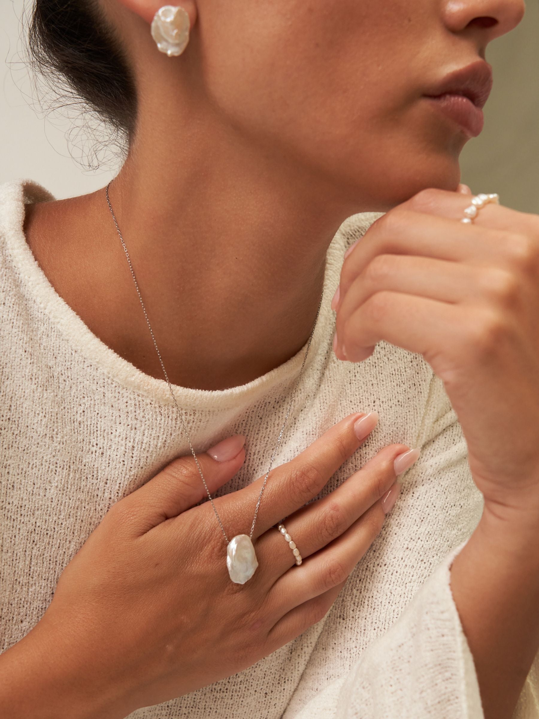 Keshi Pearl Pendant Necklace 