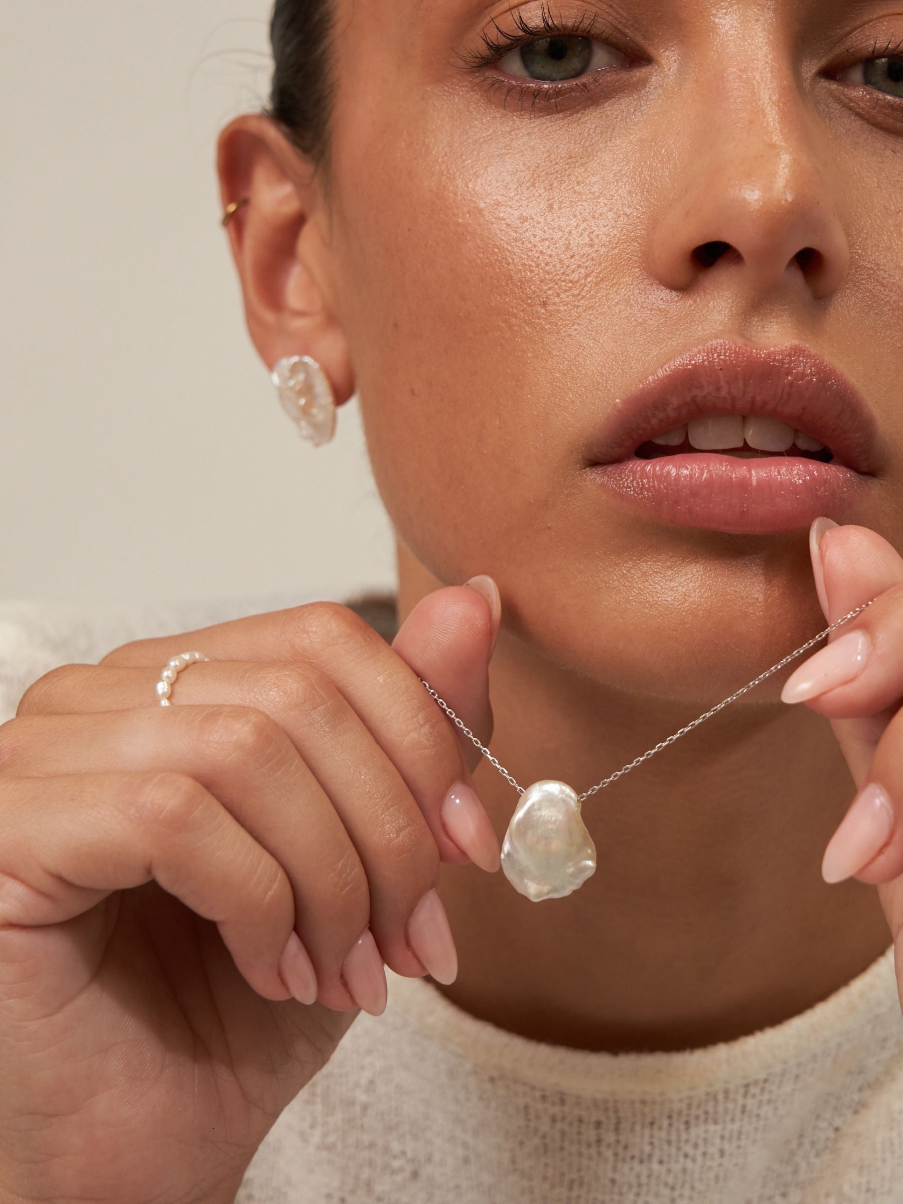 Large Baroque Pearl Stud Earrings