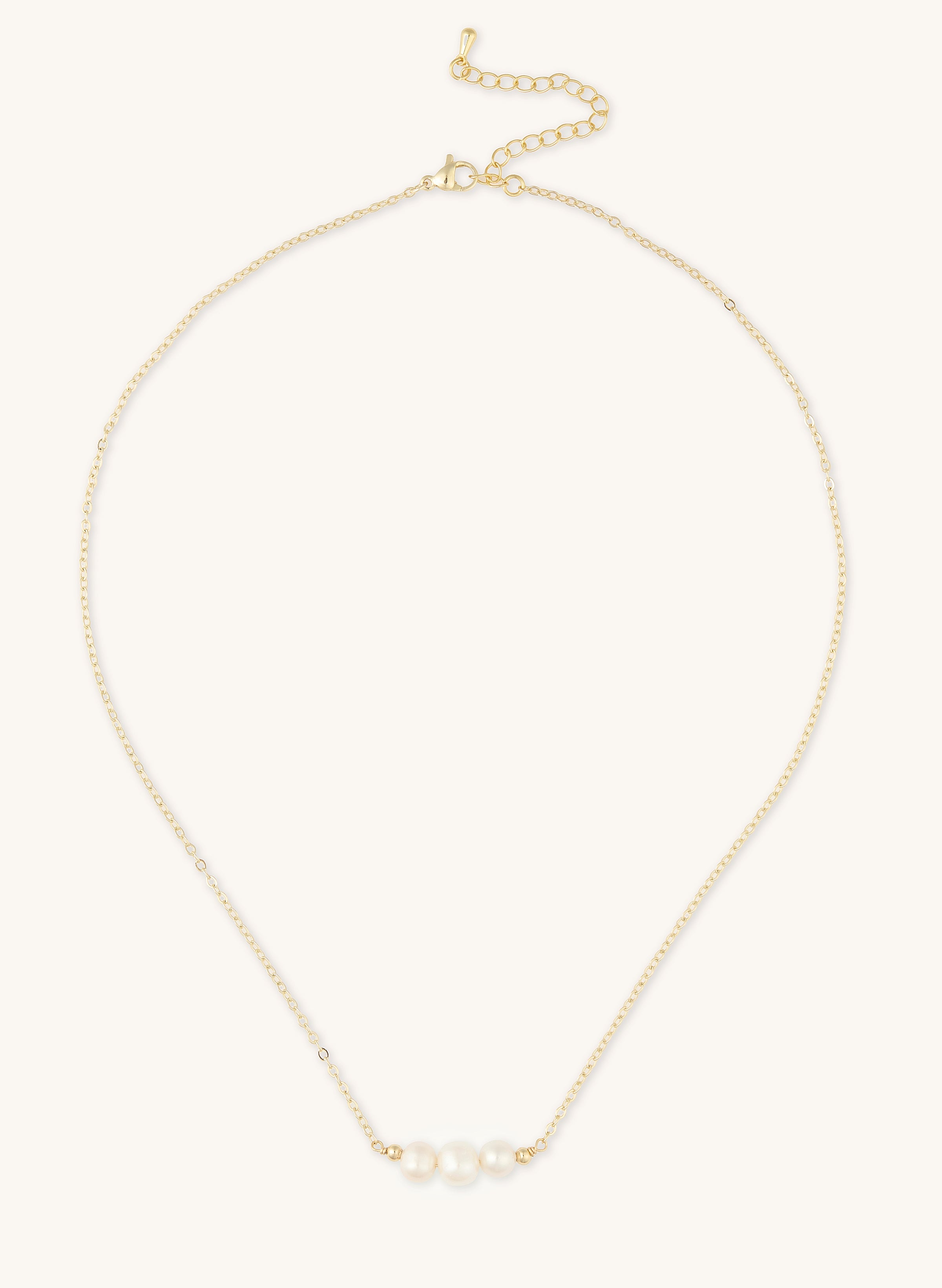 Adjustable Three Pearl Pendant Necklace 