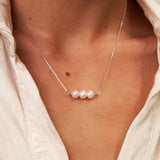 Three Pearl Pendant Necklace 
