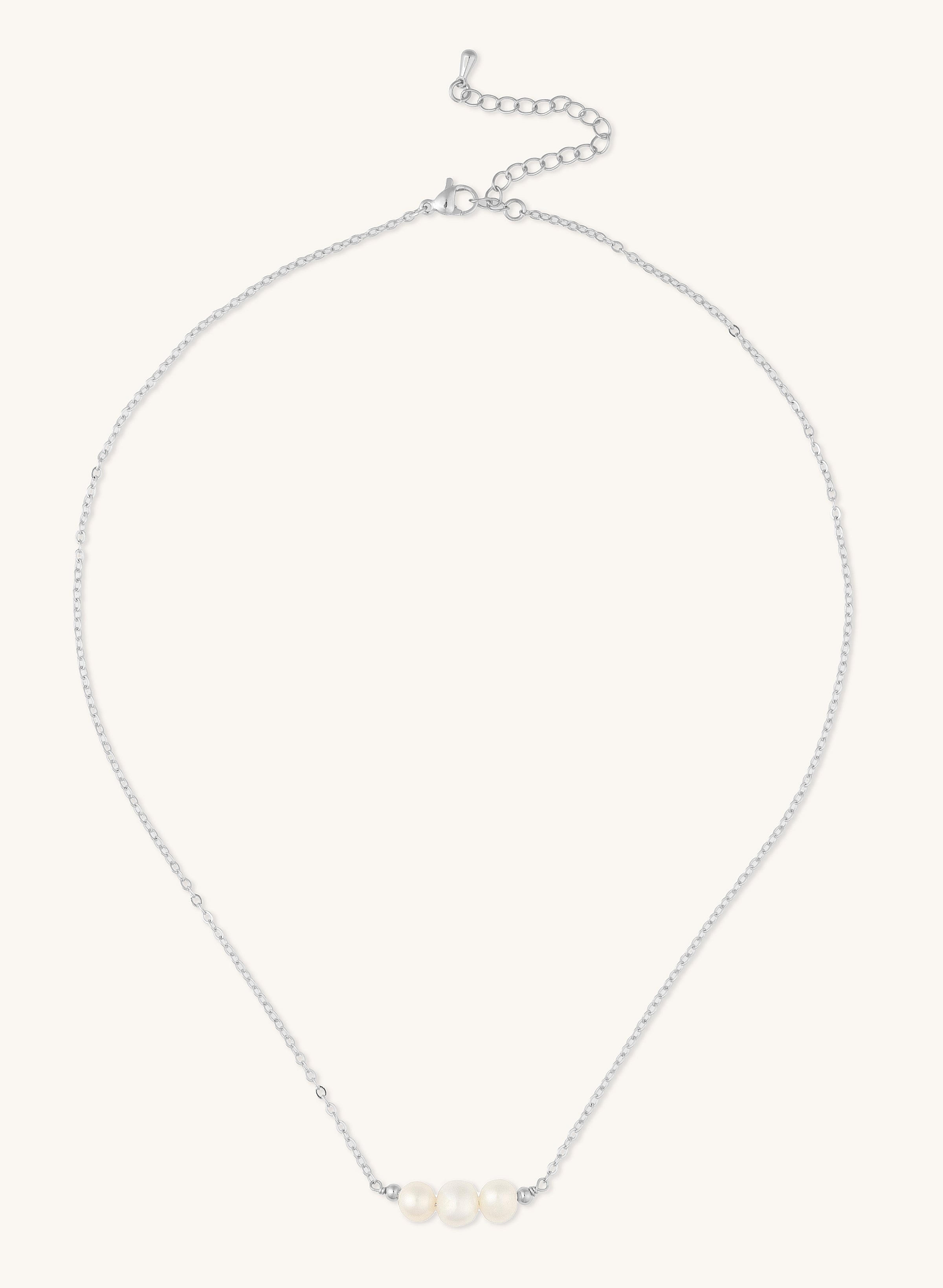 Adjustable Three Pearl Pendant Necklace 