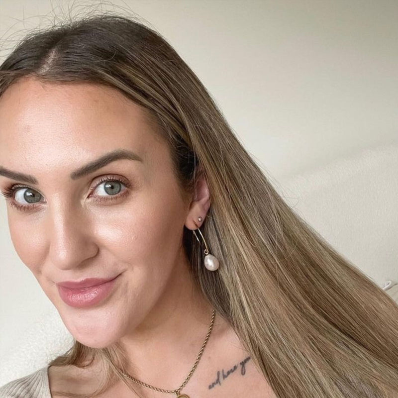 Courtney | Large 14k Gold Hoops with Keshi Pearl
