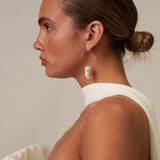 Large Fireball Baroque Pearl Hoop Earrings