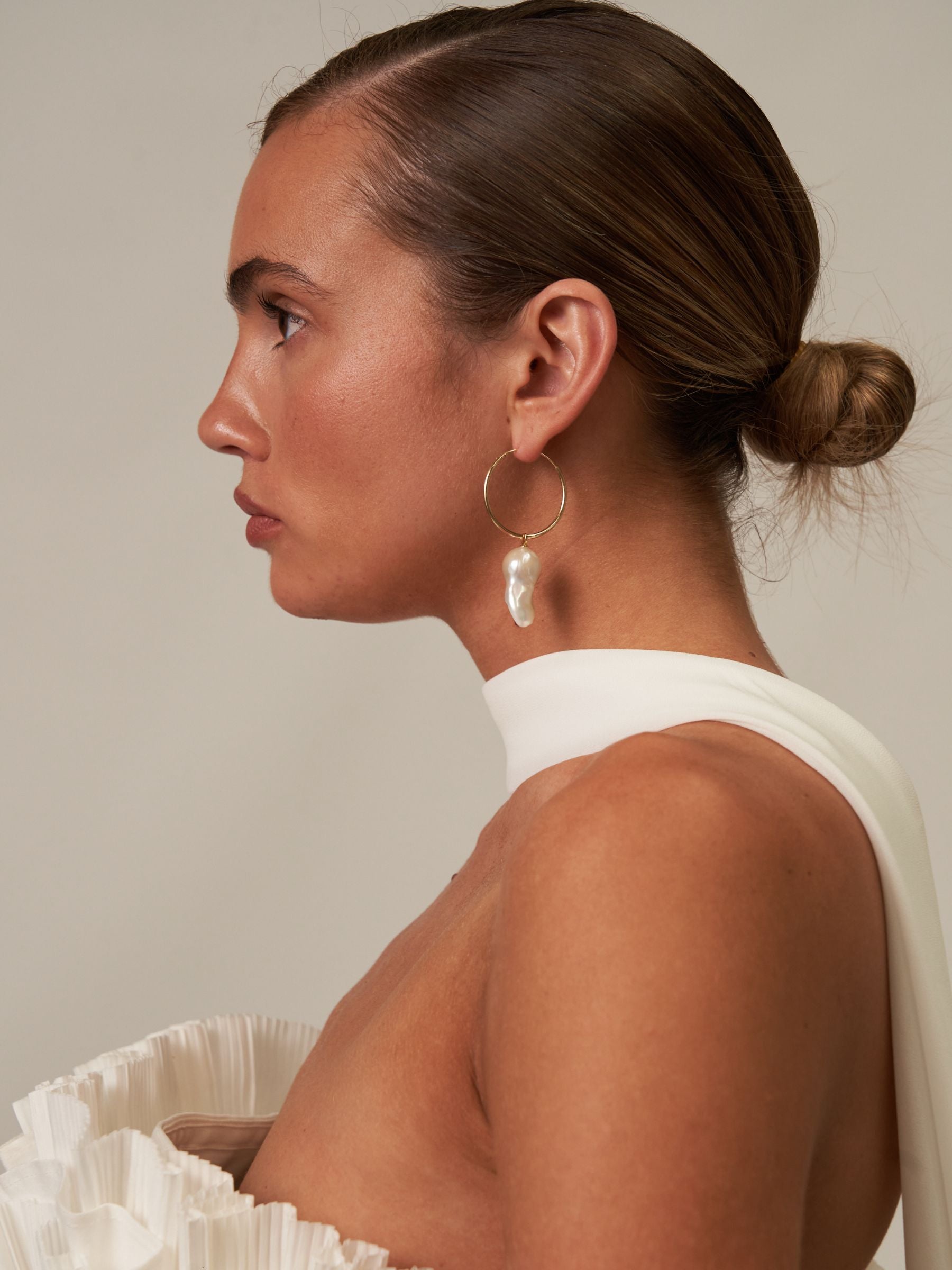 Large Fireball Baroque Pearl Hoop Earrings