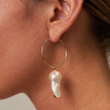 Large Fireball Baroque Pearl Hoop Earrings