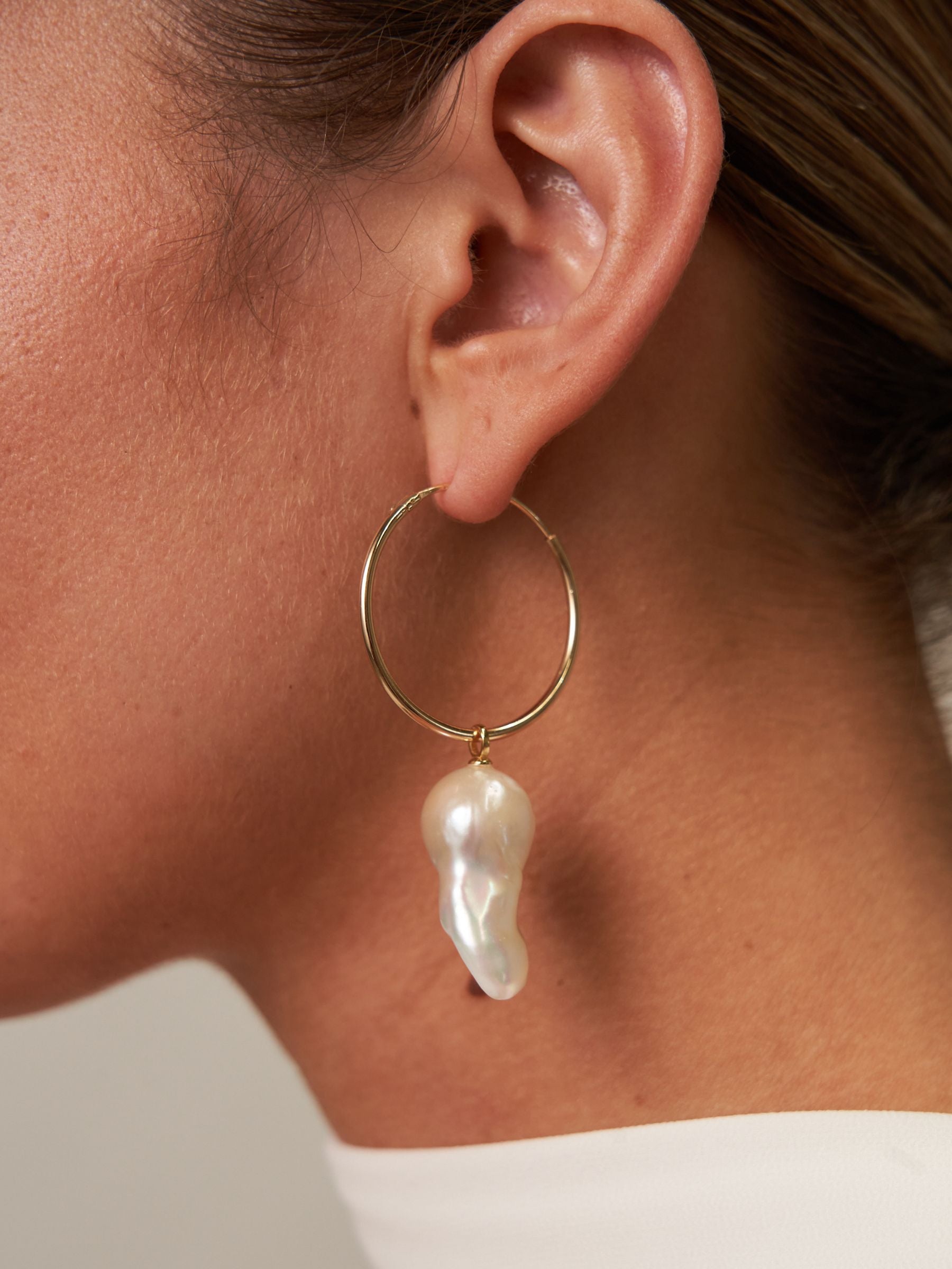 Large Fireball Baroque Pearl Hoop Earrings