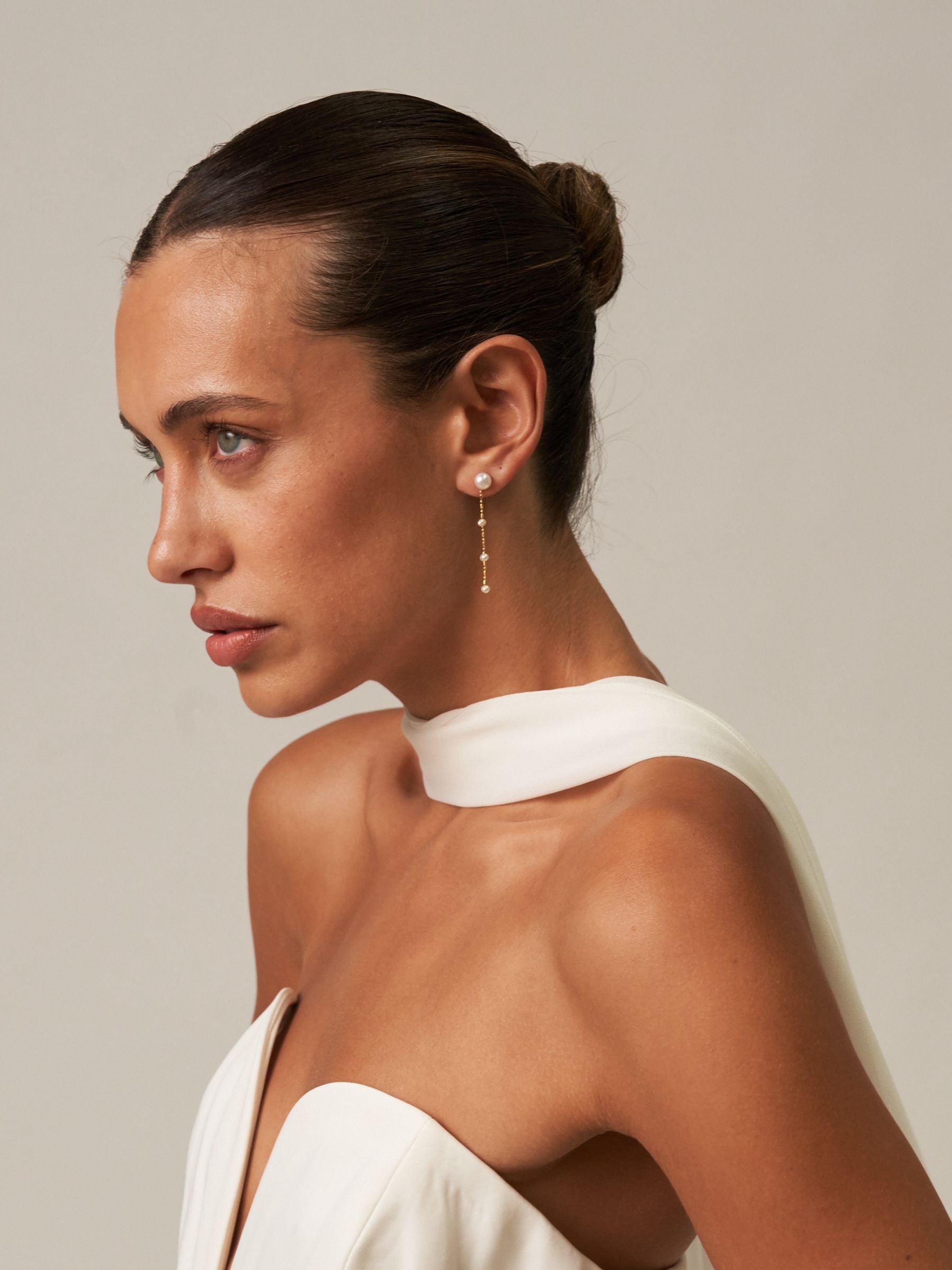 Four Pearl Drop Dangle Earrings 