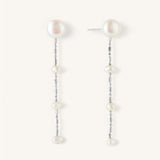Four Pearl Drop Dangle Earrings 