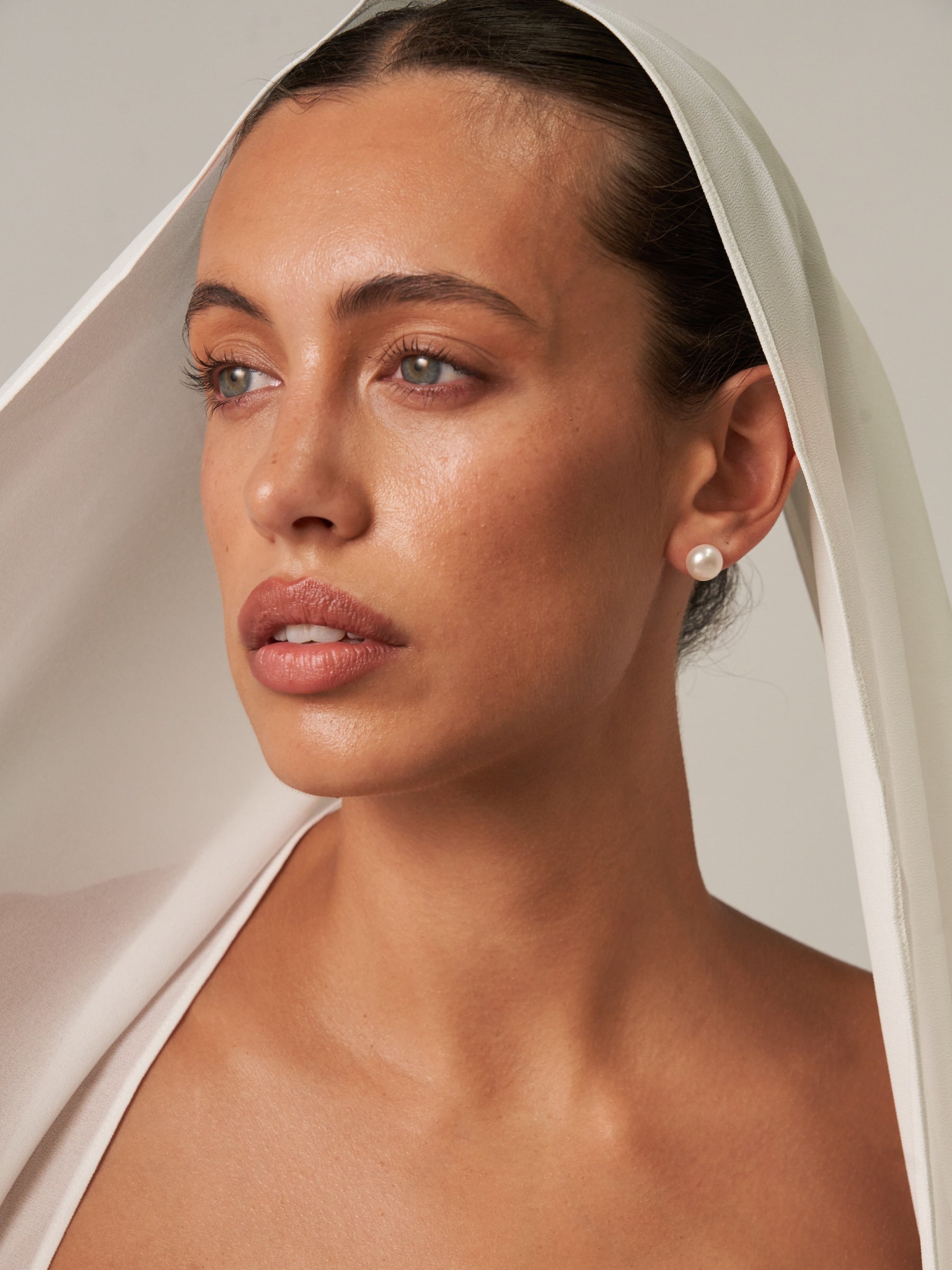 large white pearl stud earrings