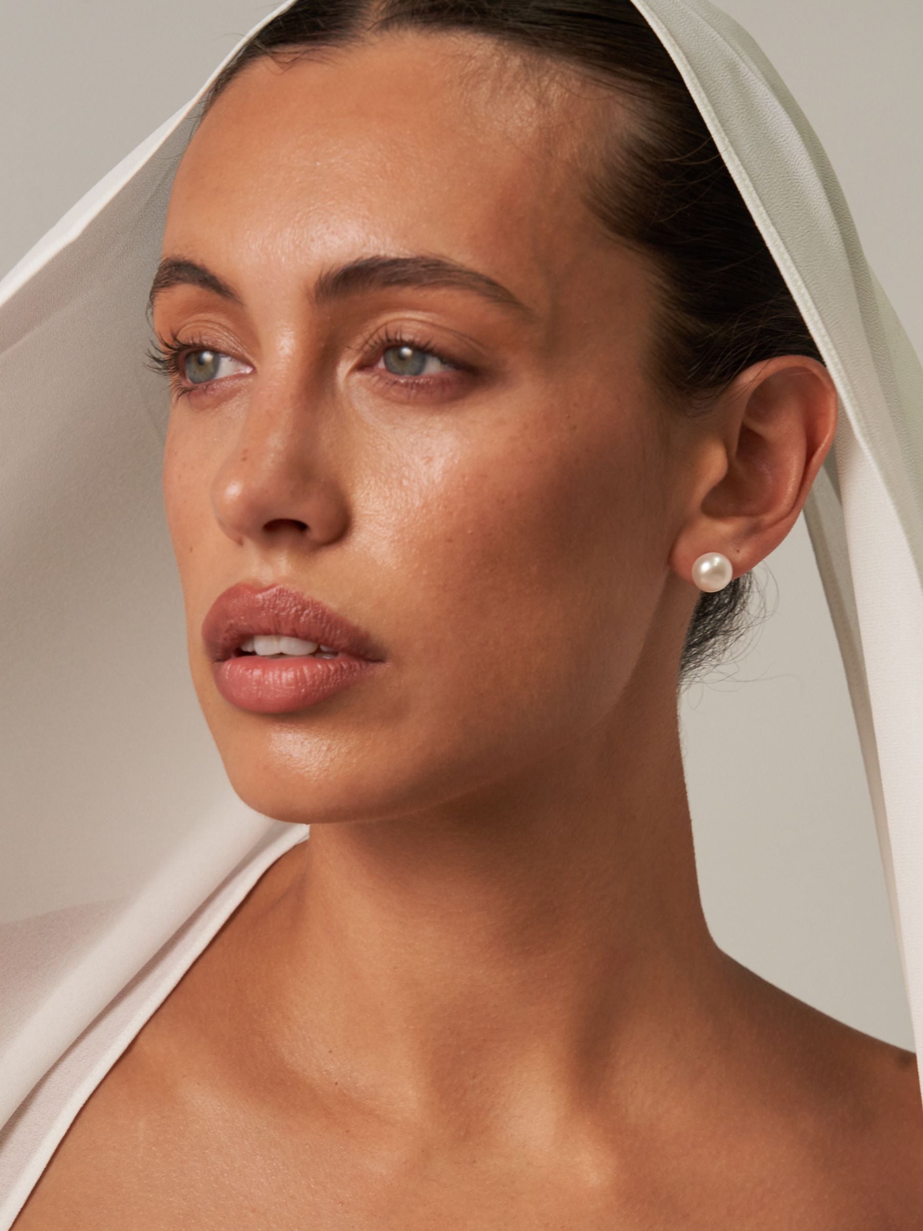large white pearl stud earrings