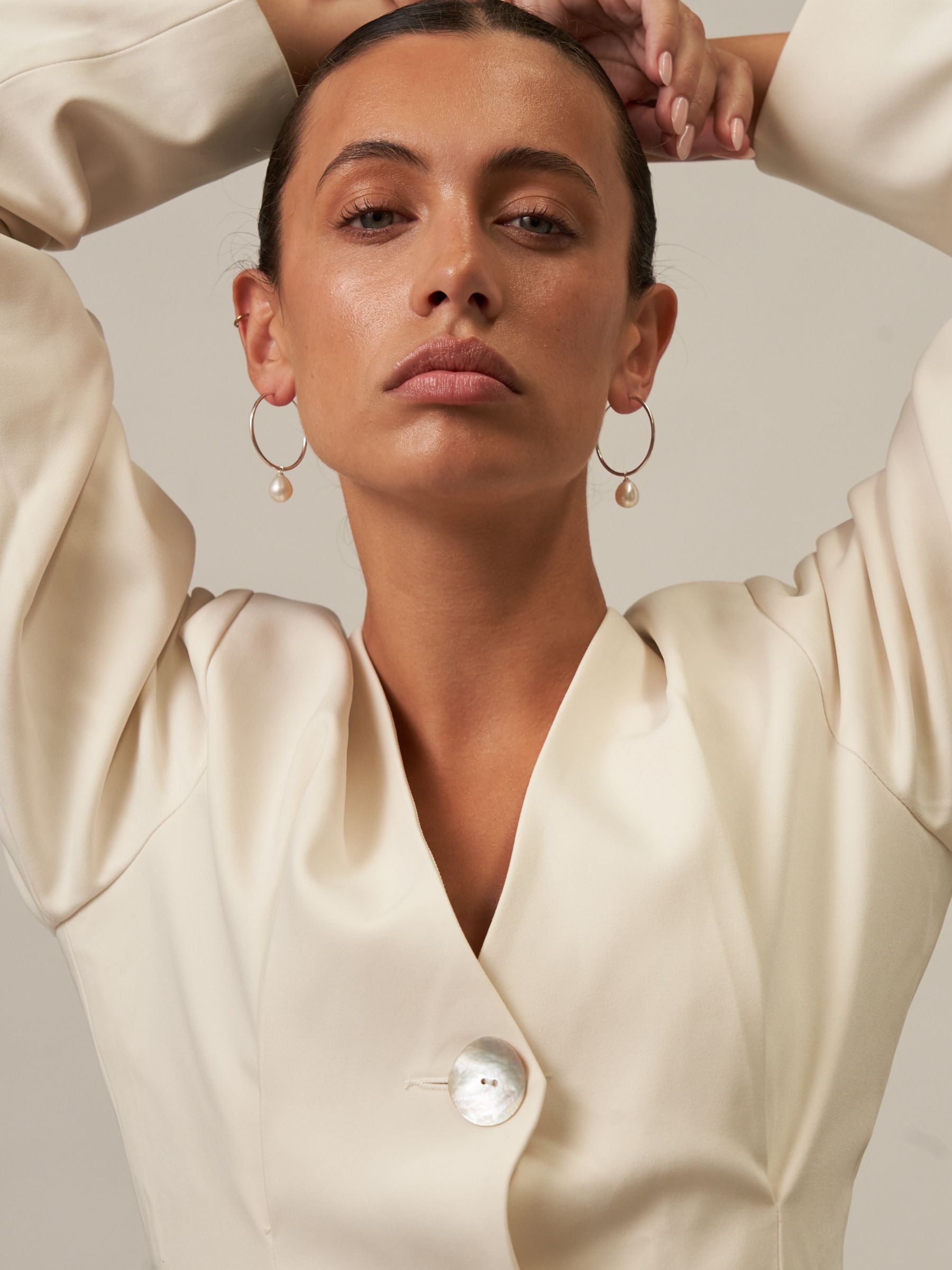 Single Pearl Large Hoop Earrings