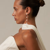 Five Pearl Large Drop Dangle Earrings